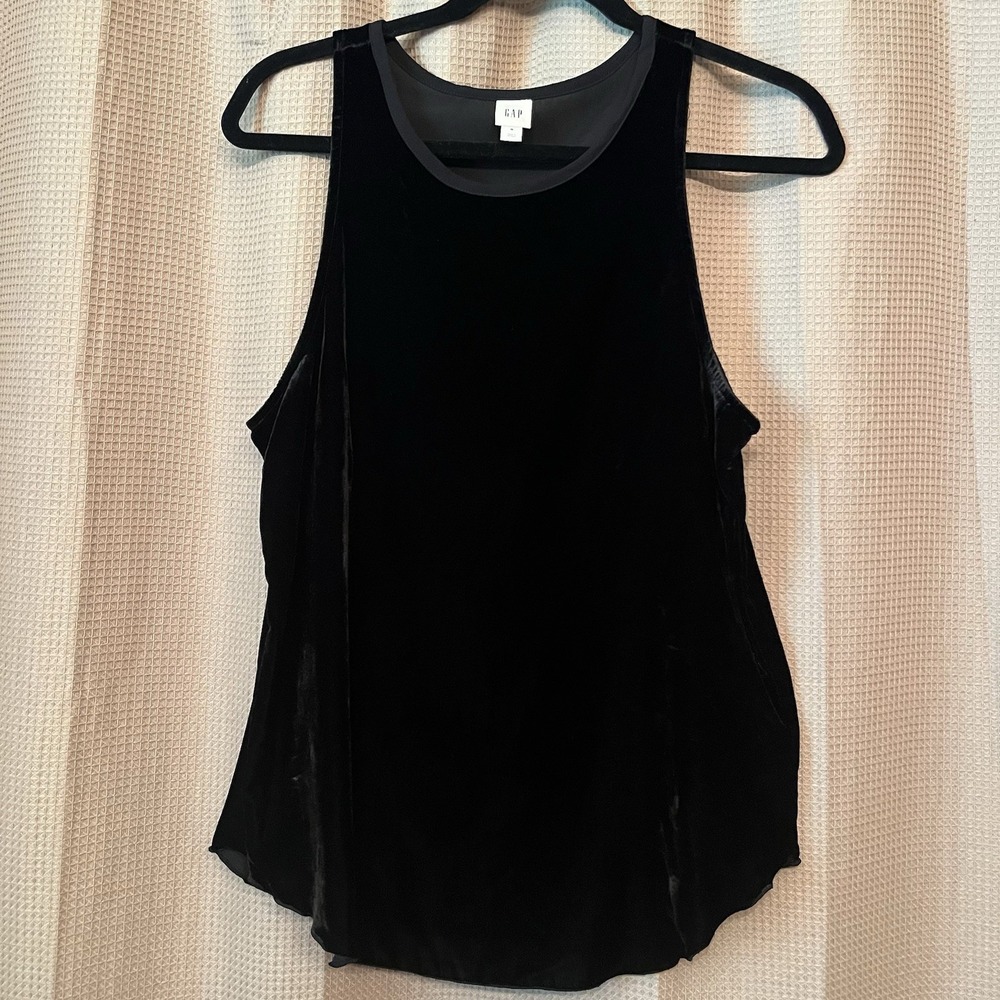 GAP Velvet Tank Top Black Whimsigoth Dark Academia Size M